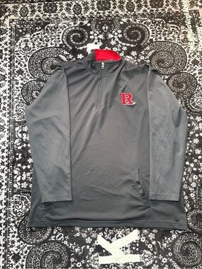 Rutgers Quarter Zip Pullover Knights Apparel Gray Red Size XL